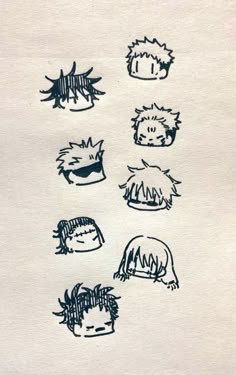 six different faces drawn on a piece of paper