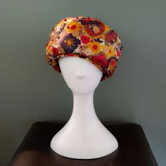 Fabulous Vintage Floral Satin Pillbox Turban Hat. Generously Adorned With Beads, Jewels, And Flat Matte Gold Sequins. Back Ribbon For Added Visual Interest. Perfect For Parties, Church, Or Everyday Glamour. Reminiscent Of Prada Or Miu Miu. In Excellent Vintage Condition. The Iridescent Top Of The Large Sequins Are Slightly Coming Off. No Other Damage Or Flaws. Comes From A Smoke-Free Home. Brand: Rozanne (1960s). Inner Band: 20". Height: 4.5". Vintage Adjustable Multicolor Hats, Vintage Multicolor One Size Hats, Vintage Multicolor Adjustable Hat, Newspaper Boy Hat, Fur Pillbox Hat, 1960s Pillbox Hat, Vintage Bandana, Gardening Hat, Large Sequins