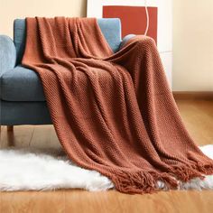 Fall rust throw banket Corn Grain, Nordic Sofa, Knit Blankets, Waffle Blanket, Warm Throw Blanket, Knit Throw Blanket, Acrylic Fiber, Sofa Blanket, Knitted Throws