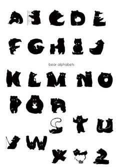 black and white alphabets with animals on them