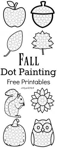 fall dot painting printables for kids to color and practice their art work with