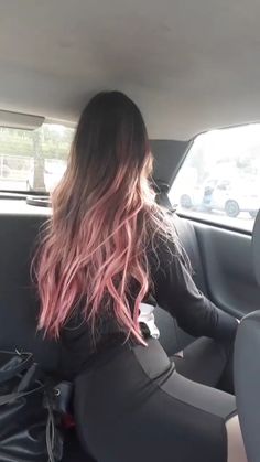 Pink Hair Balayage Brown, Ombré Pink Hair, Pink Strand In Brown Hair, Brown To Pink Hair, Pink Hair Ends Brunette, Pink Balyage Long Hair Brunettes, Pink Ends Hair Brown, Dark Brown To Pink Balayage, Pink Hair Balayage