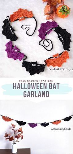 crochet halloween bat garland with free pattern