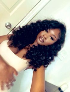 Quick Weave Hairstyles, Dope Hairstyles, Hair Ponytail Styles, Looks Black, Front Lace Wigs Human Hair, Long Curly Hair, Long Curly