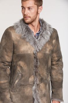 Jackson Toscana Sheepskin Coat | Overland Rugged Sheepskin Long Sleeve Outerwear, Rugged Sheepskin Outerwear With Long Sleeves, Rugged Sheepskin Outerwear With Faux Fur Lining, Classic Sheepskin Coat With Faux Fur Trim, Classic Sheepskin Fur Coat With Faux Fur Trim, Classic Long Sheepskin Fur Coat, Mens Watches Classy, Mens Outdoor Fashion, Coat For Men