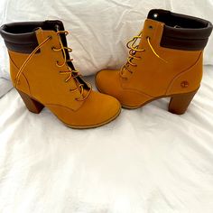 These Timberland Boots Have Never Been Wore And Are Brand New. Excellent Condition. Classic Ankle-high Timberland Boots, Brown Timberland Ankle Lace-up Boots, Yellow High-top Timberland Boots, Timberland Brown Lace-up Waterproof Boots, Timberland Brown High-top Waterproof Boots, Timberland Shoes, Timberlands Shoes, Timberlands Women, Timberland Boots