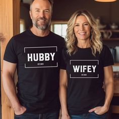 Wifey and Hubby Shirt, Wedding Party Sweatshirt, Honeymoon Tee, Wedding Shirt, Wife and Hubs Shirt, Just Married Shirt, Matching Couple Tee Youth and Toddler sizes only for t-shirt not sweatshirt ! Unisex Shirt means also T-shirt ! Before you order please check the color charts carefully, because there are both options as sweatshirt and tshirt and their color charts are different. Please check them carefully  ♥ All shirts from CeroTeesUS® are handmade-to-order, just for you! ♥ These cotton washed tees are the nicest shirts to wear. The colors are amazing and gorgeous. Shirts look retro and vintage. They are timeless classics, and will never pile. They are perfect with any shorts, skirts, jeans, leggings or nothing but undies around the house.. ♥ Unisex sizing(Size chart is in the image) - Couples Crew Neck T-shirt For Wedding, Couples Wedding T-shirt With Crew Neck, Family Matching Crew Neck Tops For Anniversary, Wedding Party Sweatshirts, Married Shirt, Wedding Shirt, Couple Tees, Skirts Jeans, Look Retro