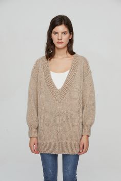 "Beautiful elegant mohair sweater is hand knitted of premium fluffy Angola mohair yarn that is soft, so light and warm. The long mohair sweater is perfect for smart and casual everyday outfit. Wear it with skinny, jeans or skirt. This sweater features: * oversized looking with extended length - cover your hip * 60% angola kid Mohair/ 20% wool/ 20% Nylon blended yarn * Deep V-neck Color: Pls. see color chart for color options and leave the note about the color when you place the order. SIZE: S/M: Woman Sweater, Mohair Yarn, Sweater Oversized, Sweater Oversize, Mohair Sweater, Everyday Outfit, Pullover Sweater Women, Casual Everyday, Color Chart