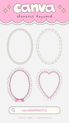 some pink and white frames with hearts on them