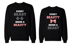 Anniversary Gifts, Wedding Gifts, Valentines Day Gifts, Christmas Gifts, Engagement Party Gifts, and Bridal Shower Gift Ideas - His and Her Beauty and Beast Need Each Other Couple Sweatshirts by 365 in love Cute Couple Shirts, Couples Sweatshirts, Matching Sweatshirts, Couples Hoodies, Sweatshirt Set, The Perfect Guy, Matching Couples, Couple Outfits, Couple Shirts