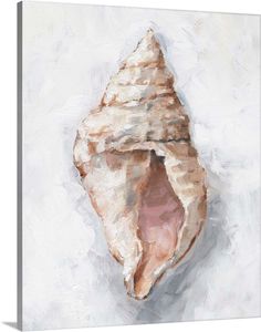 a painting of a seashell on a white background, with the shell still in it's shell