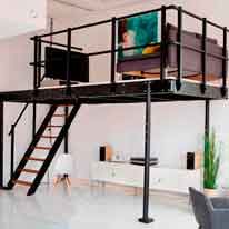 the loft bed is made from metal pipes