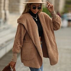 F00141581-104 Oversized Clothes, Air Terjun, Cashmere Fabric, Women Overcoat, Long Sleeve Outerwear, Hoodie Cardigan, Winter Hoodies, Oversized Jacket, Color Marron