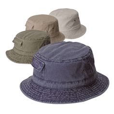 Traditional cotton bucket fishing hat. Pigment dyed twill cargo bucket hat. Pocket with flap. 2" wide stitched, bound brim. Double metal eyelets on sides. 100% cotton. Pocket Sand, Timeless Classic Style, Fishing Hat, Wearing Clothes, Good Old, Timeless Classic, Caps Hats, Latest Fashion Trends, Bucket Hat