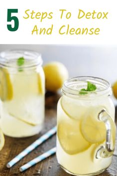 a mason jar filled with lemonade and water