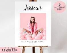 "Photo birthday sign, picture birthday welcome sign, photo birthday welcome banner, welcome party sign, Any age birthday board, digital 18th birthday sign, milestone birthday sign This listing is an Instant download digital file for you to edit on Canva. You will NOT receive any physical item/prints. ♥ W H A T * I S * C A N V A ♥ Canva is a online editing platform which is available in web browser or app stores. The templates can be easily edited to suit your needs, simply add your own information to customise your template. ♥ Y O U * W I L L * R E C E I V E ♥ (You will receive all sizes so you can pick the best one that suits your needs) - 8x10 inch - 11x17 inch - 16x20 inch - 18x24 inch - 24x36 inch  - A4 - A3 - A2 - A1  ♥ H O W * I T * W O R K S ♥ 1. Visit www.canva.com or download the Welcome Party Sign, Birthday Welcome Sign, Welcome Party, Photo Birthday, Welcome Banner, Party Sign, Birthday Board, Milestone Birthday, Welcome To The Party