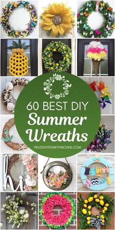 wreaths with the words, 50 best diy summer wreaths on top and below