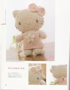 a crocheted teddy bear is shown in the book, with instructions to make it