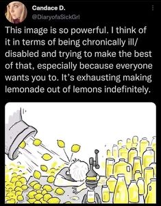 an image of lemons being squeezed by a person with a bottle on their head