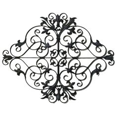 an ornate metal wall decoration on a white background