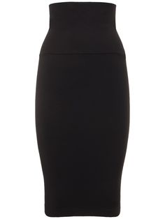 Elastic waistline. Knit hem. Lightly shaping fit. Cradle to Cradle Certified® at the gold level High Waist Elastane Pencil Skirt, Elegant High Waist Elastane Pencil Skirt, Elegant High-waist Elastane Pencil Skirt, Elegant Fitted Skirt With Smoothing Detail, Elegant Knee-length Bodycon Bottoms, Chic Fitted Skirt With Wide Waistband, Elegant Mini Skirt With Wide Waistband, Elegant Relaxed Skirt With Wide Waistband, Elegant Skirt With Wide Waistband