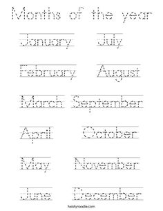 the months and numbers worksheet for kids to practice handwriting, including one letter