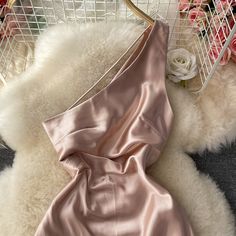 Materials: other Size: s, m, l Color: Pink Satin Dress, Satin Dresses, Homecoming Dresses, Homecoming, Off Shoulder, Satin, Women's Top, Dresses, Pink