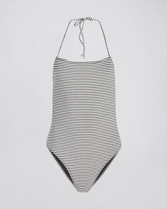 The Zaria One Piece, designed in classic Breton Stripe, features a square neckline with ties at the neck and back. The high cut leg provides medium coverage. Elegant Fitted Swimwear With Tie Straps, Sofia Richie, Solid & Striped, Square Necklines, High Cut, The High, Spandex Fabric, Square Neckline, White Stripe