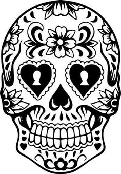 a sugar skull with hearts and flowers on it