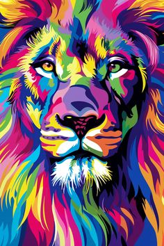 a colorful lion is shown in this image