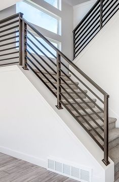 the stairs are made of wood and metal