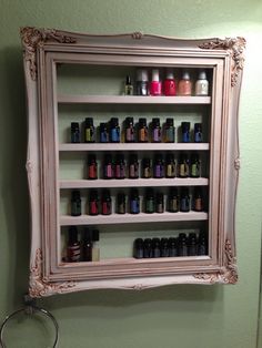 Nail Polish Storage, Essential Oil Storage, Fingernail Polish, Frame Shelf, Oil Storage, Massage Room, Diy Holz, Young Living Oils