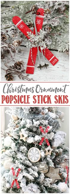 christmas ornament popsicle stick skis are the perfect way to decorate your tree