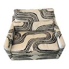 a chair with black and white designs on it