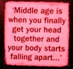 Middle age- yep this sums it up pretty much! Found Poem, Wood Paint, Life Lesson, Lesson Quotes, Sarcastic Quotes, A Sign, Inspiring Quotes, Getting Old, Middle Age