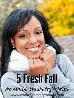 a woman smiling with her hands on her chest and the words, 5 fresh fall women's university ideas