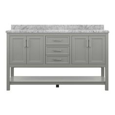 an image of a bathroom vanity with marble counter top and two drawers on one side