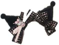 Cute Black Headband Hair Accessories, Kuromi Hair Clips, Sanrio Hair Accessories, Pastel Goth Hair Accessories, Sanrio Hair Clip, Pastel Goth Hair Clips, Mini Hat, Diamond Pattern, Hair Clips