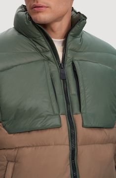 Stay warm in a channel-quilted puffer jacket constructed with a cozy stand collar and secure zip pockets. 28" length (size Medium) Front zip closure Stand collar Front zip pockets Lined, with synthetic fill 100% nylon Machine wash, line dry Made in China Functional Nylon Puffer Jacket With Drawstring Hood, Midweight Nylon Puffer Outerwear, Military Nylon Outerwear With Side Pockets, Nylon Puffer Jacket With Double-lined Hood For Cold Weather, Functional Nylon Puffer Jacket With Double-lined Hood, Quilted Puffer Jacket, Stand Collar, Stay Warm, Zip Pockets