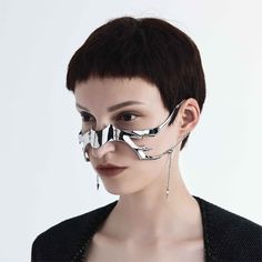 Cyberpunk Cosplay, Gothic Mask, Alien Face, Metal Mask, Face Jewellery, Alien Design, Gothic Metal, Face Earrings, Lip Ring