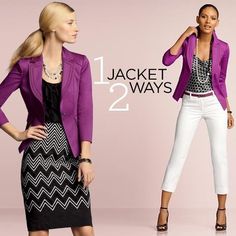 White House Black Market Purple Blazers, Purple Blazer, Blazer Pink, Blazer White, Work Chic, Purple Jacket, Blazer Outfits, Work Wardrobe, Work Attire