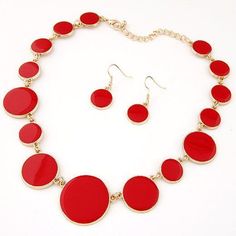 The Red necklace and earring set is the perfect accessory that can effortlessly go from the office to dinner party. Stunning Fashion set Gold plated Fish hook earrings Lobster clasp necklace Gold Jewelry Set, Gold Jewelry Sets, Pendant Choker, Clasp Necklace, Red Necklace, Women's Jewelry Sets, Fish Hook Earrings, Necklace And Earring Set, Choker Collar