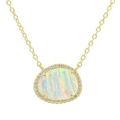 Like picking a pebble off the beach - each one is unique. Every opal pebble has a unique striation pattern of vivid color. Crystal pave Gold-plated 925 sterling silver Lab-created opal Adjustable sterling silver slider chain up to 18″ 13.3mm wide pendant Apply Perfume, Soft Jewelry, Moon Bracelet, Hand Necklace, Crystal Choker, Green Opal, Lovely Necklace, Heart Earrings Studs, Opal Necklace