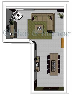 the floor plan for a small apartment with an open kitchen and living room in it