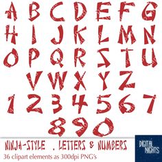 the letters and numbers are drawn in red ink