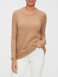 Airy Tunic Sweater | Gap Factory Gap Cotton Sweater With Relaxed Fit, Gap Cotton Sweater In Relaxed Fit, Gap Cotton Relaxed Fit Sweater, Gap Cotton T-shirt Crew Neck, Beige Soft Knit Long Sleeve V-neck Sweater, Tunic Sweater, Soft Knits, Crew Neck Sweater, Sweaters & Cardigans