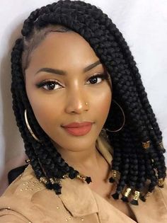 23 Short Box Braid Hairstyles Perfect for Warm Weather | Page 2 of 2 | StayGlam #haircut #hair #hairstyles Short Box Braid Hairstyles, Short Box Braid, Box Braid Hairstyles, Box Braids Bob, Trendy We Fryzurach, Short Box Braids Hairstyles, Jumbo Box Braids