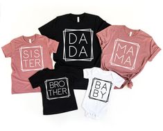 Mama Dada Baby Shirts, Custom Family Matching Shirts, Family Square Frame Shirt, Cool Family Shirts, New Mom Dad Shirts, Personalized Shirt, Family Vacation Shirt, Family Trip If you want any color which is not listed please contact us. HOW TO ORDER: 1) Please Select Shirt Size and Style 2) Please Select Shirt Color 3) Please Type Your Customization 4) Add to Your Cart CARE INSTRUCTIONS - - Machine wash cold, inside-out, gentle cycle with mild detergent and similar colors. - Use non-chlorine ble Family Matching Shirts, Papa Shirts, Dad Shirts, Family Vacation Shirts, Family Trip, Vacation Shirts, Baby Shirts, Square Frame, New Mom