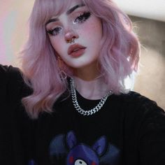 Pink Egirl Makeup, Egirl Pink Hair, Egirl Makeup Looks, Cute Pink Hair, Pink Wig With Bangs, E Girl Makeup, Egirl Makeup, Aesthetic Egirl, Anime Makeup