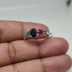 Band : Goldsmith Jewellers Material : 925 Sterling Silver Gemstone : 100% Natural Emerald, Blue Sapphire, Ruby, Diamond All Multi Gemstone and Diamond Stone Weight : 1.78 Carat All Multi Gemstone and Diamond Stone Size : 2.50, 4.90 x 3.95, 7.10 x 5.10, 4.70 x 3.70, 1.70 MM Gross Weight : 2.690 Gm Approx.... Stone Shape : Oval, Pear, Round Band Color : Silver Stone Color : White, Blue, Pink, Green,  Ring Size : All Size Available Made to Order Please Give Your Opinion or Feedback About The Product https://www.etsy.com/in-en/your/shops/GoldsmithJewellers/onboarding/listings/create Sterling Silver Multi-stone Round Ruby Ring, Sterling Silver Multi-stone Ruby Ring, Multicolor Sterling Silver Hallmarked Rings, Multicolor Hallmarked Sterling Silver Rings, Multi-stone Round Cut Emerald Ring Gift, Round Cut Multi-stone Emerald Ring Gift, Multicolor Sapphire Rings As Gifts, Sterling Silver Multi-stone Emerald Promise Ring, Sterling Silver Multi-stone Sapphire Gemstones